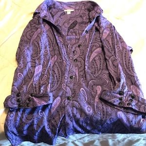Dress barn purple bandanna print jacket
